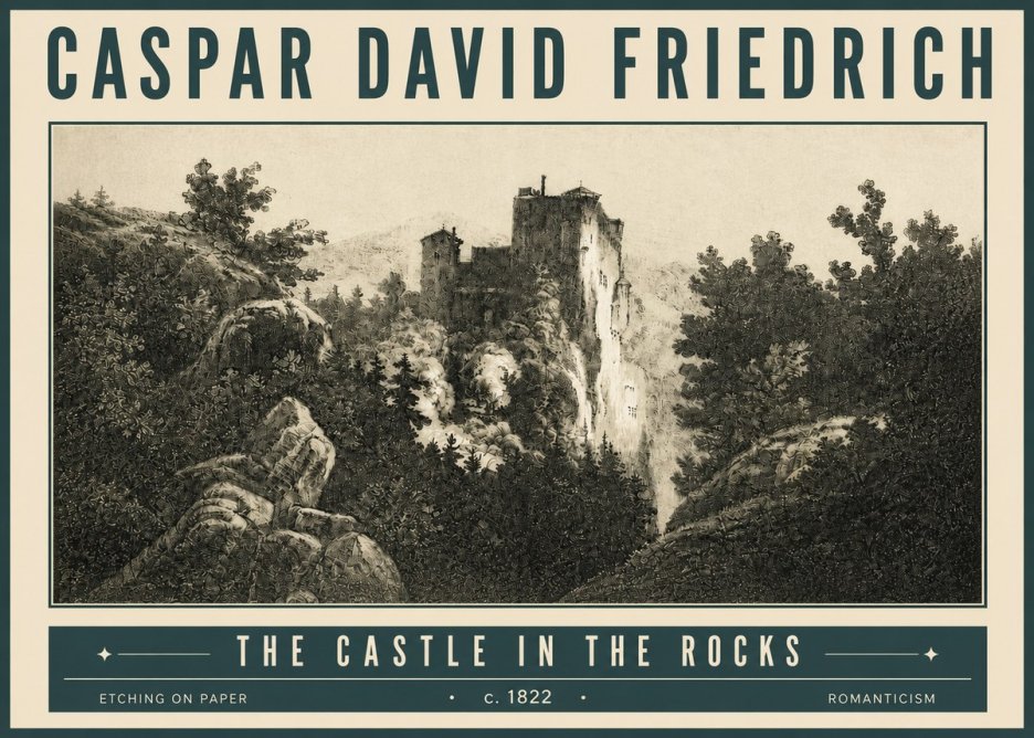 Caspar David Friedrich The Castle in the Rocks No4 - Juliste
