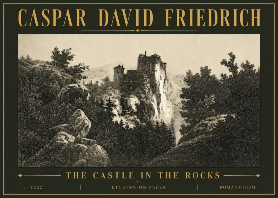 Caspar David Friedrich The Castle in the Rocks No5 - Juliste