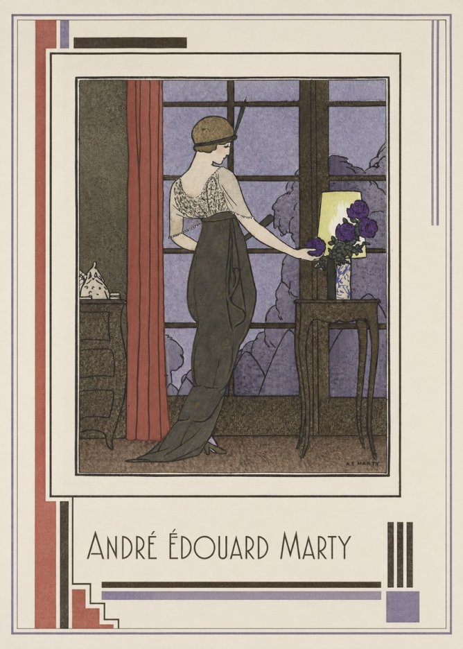 André Édouard Marty Lady at the Window with Roses No1 - Juliste
