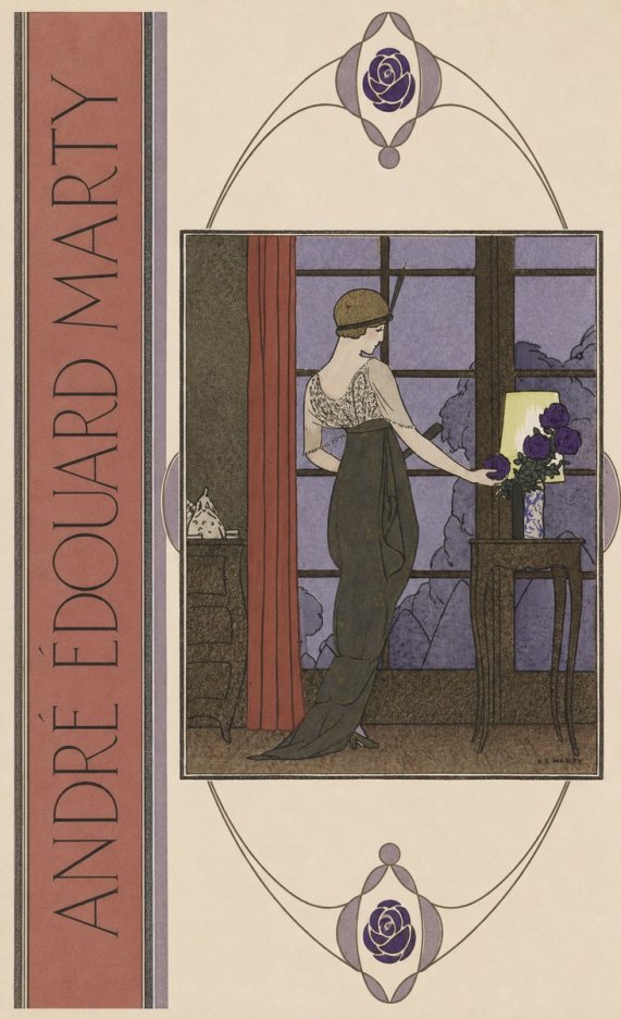 André Édouard Marty Lady at the Window with Roses No2 - Juliste