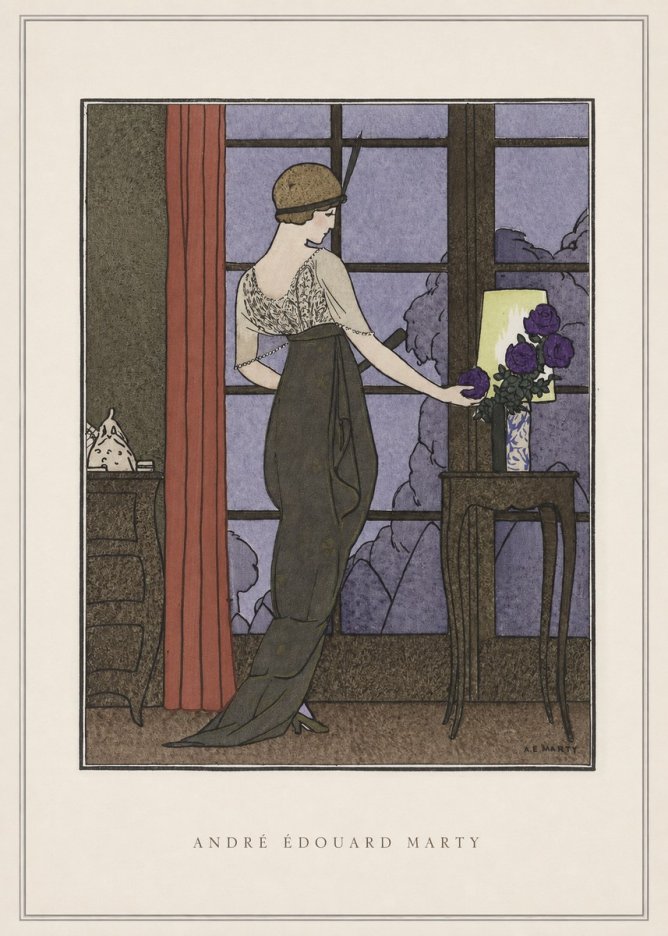 André Édouard Marty Lady at the Window with Roses No4 - Juliste