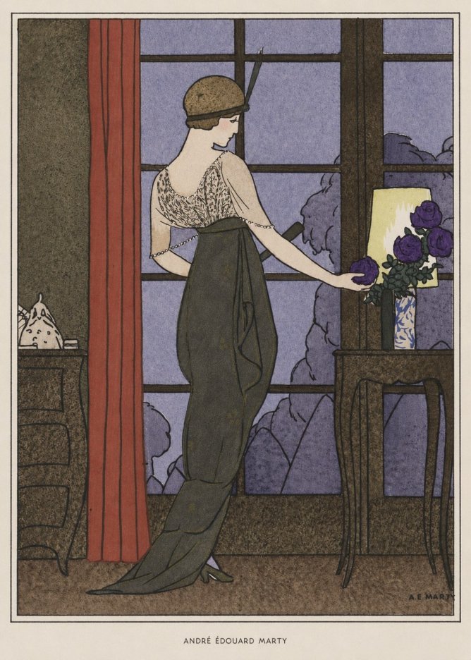 André Édouard Marty Lady at the Window with Roses No6 - Juliste