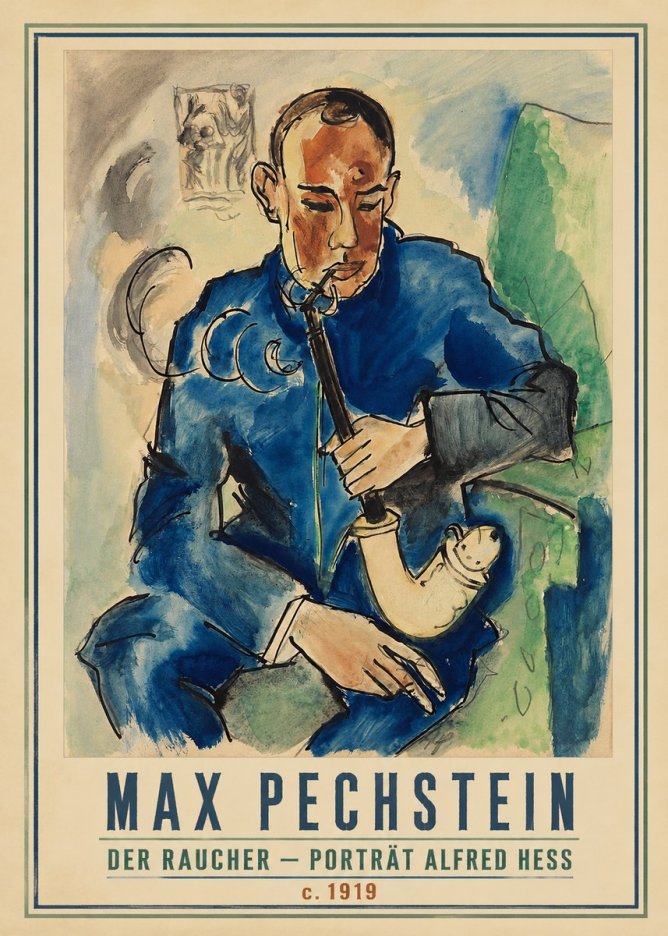 Max Pechstein Der Raucher – Porträt Alfred Hess No1 - Juliste
