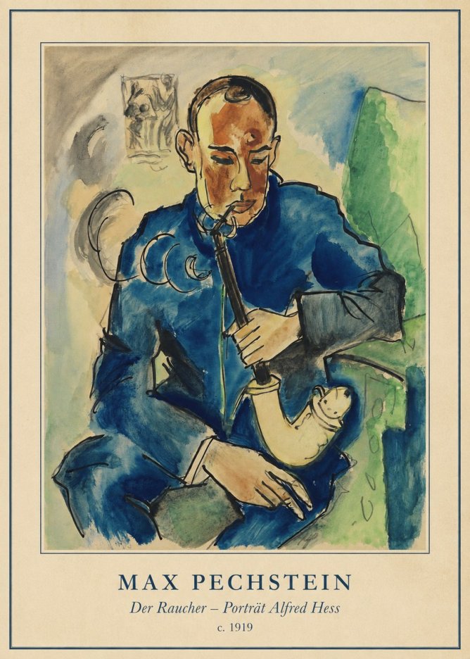 Max Pechstein Der Raucher – Porträt Alfred Hess No4 - Juliste
