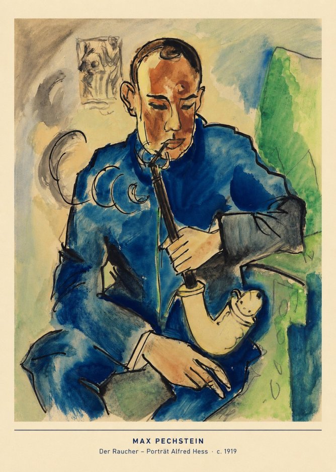 Max Pechstein Der Raucher – Porträt Alfred Hess No5 - Juliste
