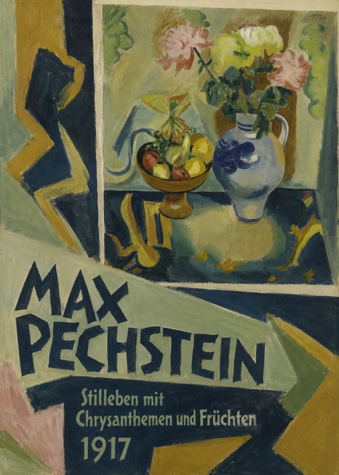 Max Pechstein Stilleben Mit Chrysanthemen Und Früchten No3 - Juliste