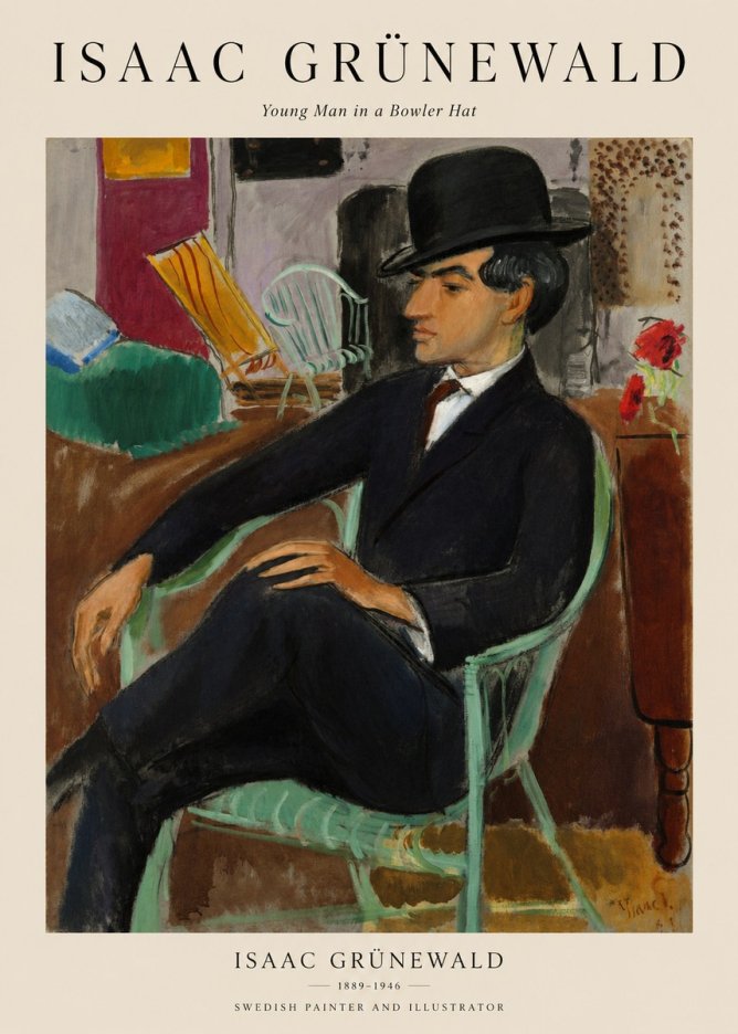 Isaac Grünewald Young Man in a Bowler Hat No1 - Juliste