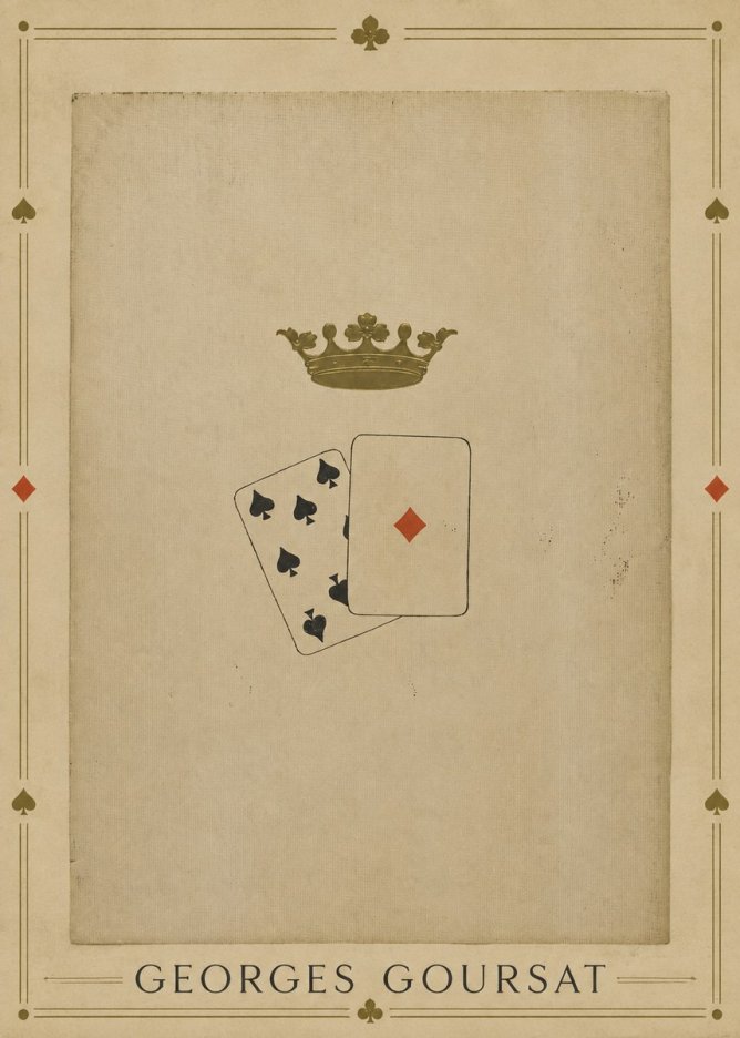 Georges Goursat Crown and Playing Cards No1 - Juliste