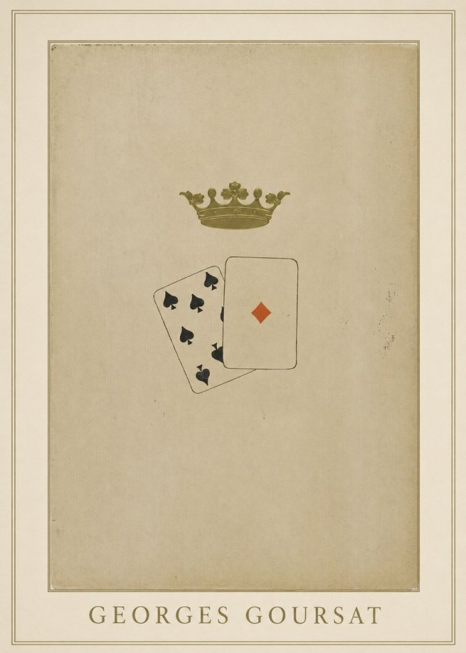 Georges Goursat Crown and Playing Cards No3 - Juliste