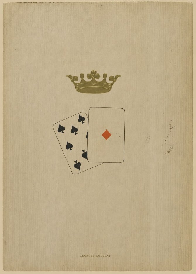 Georges Goursat Crown and Playing Cards No6 - Juliste