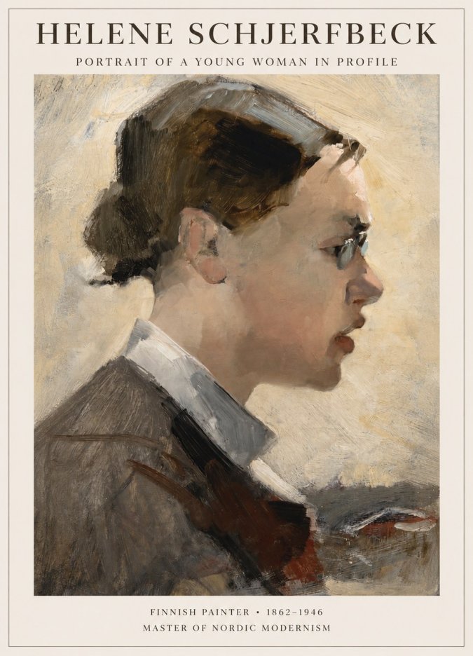 Helene Schjerfbeck Portrait of a Young Woman in Profile No1 - Juliste
