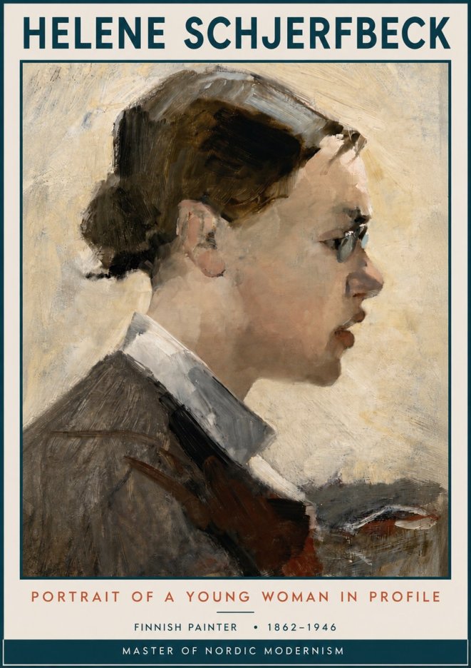Helene Schjerfbeck Portrait of a Young Woman in Profile No3 - Juliste