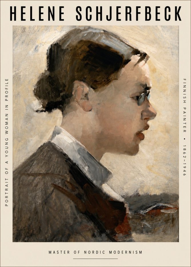 Helene Schjerfbeck Portrait of a Young Woman in Profile No4 - Juliste