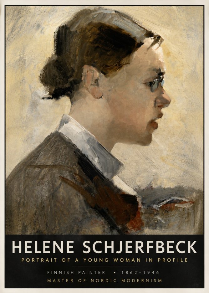 Helene Schjerfbeck Portrait of a Young Woman in Profile No6 - Juliste
