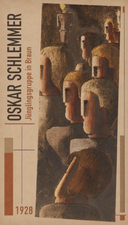Oskar Schlemmer Jünglingsgruppe in Braun No2 - Juliste