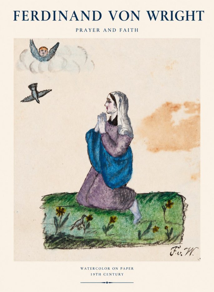 Ferdinand von Wright A Woman in Prayer No2 - Juliste
