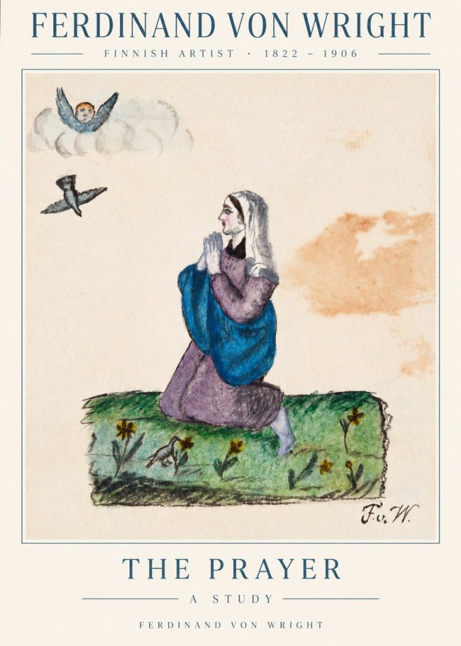 Ferdinand von Wright A Woman in Prayer No3 - Juliste