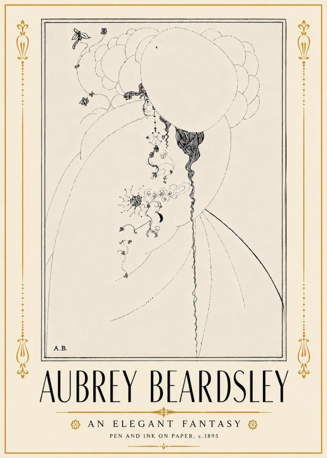 Aubrey Beardsley An Elegant Fantasy No5 - Juliste