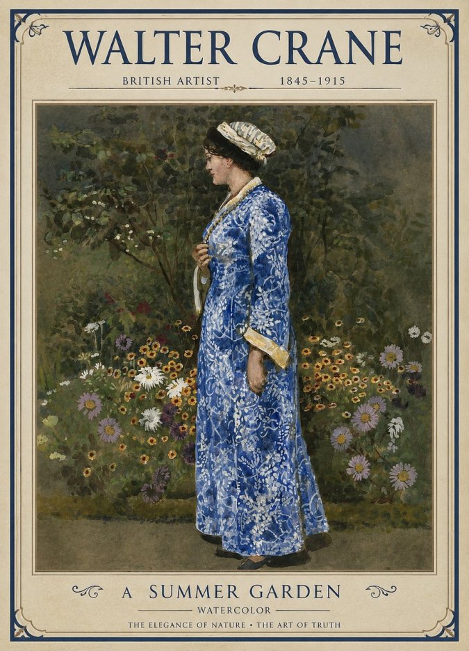 Walter Crane A Summer Garden No1 - Juliste