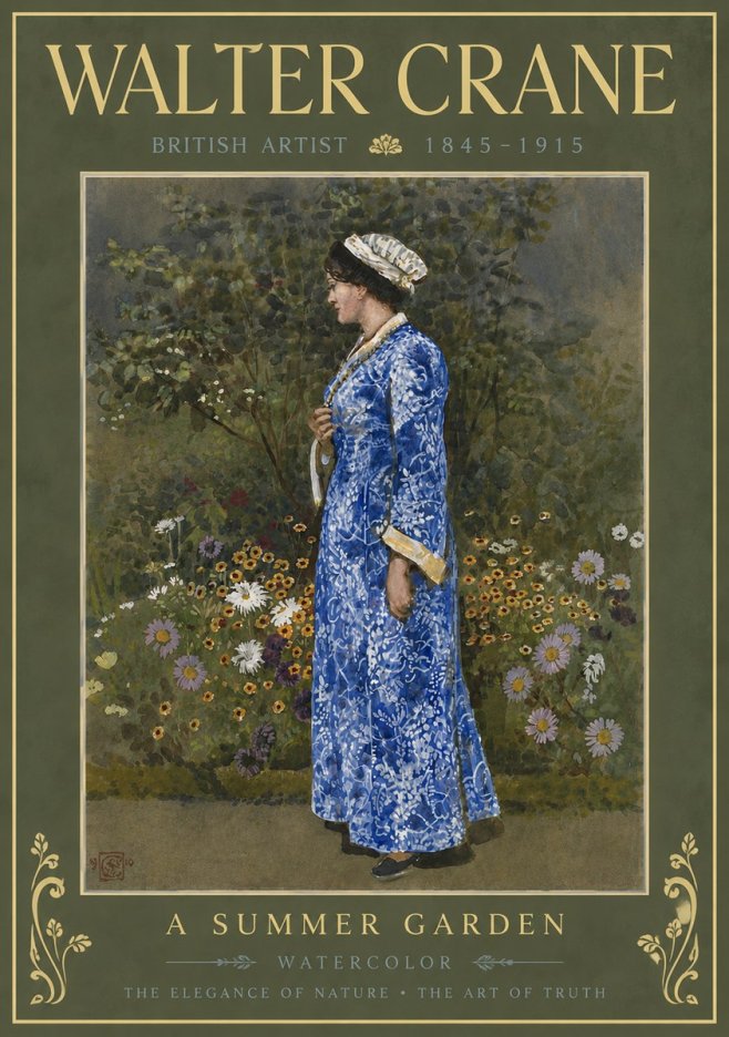 Walter Crane A Summer Garden No6 - Juliste