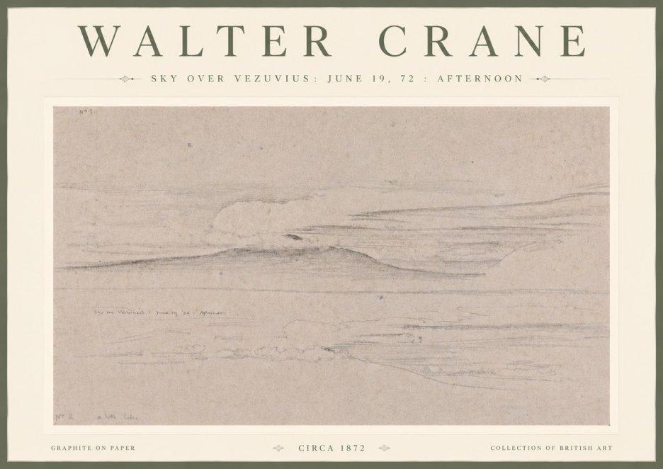 Walter Crane Sky over Vezuvius: June 19, 72 : Afternoon No4 - Juliste
