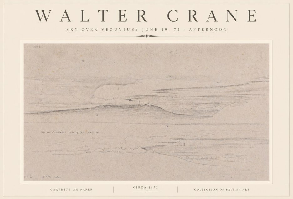 Walter Crane Sky over Vezuvius: June 19, 72 : Afternoon No6 - Juliste