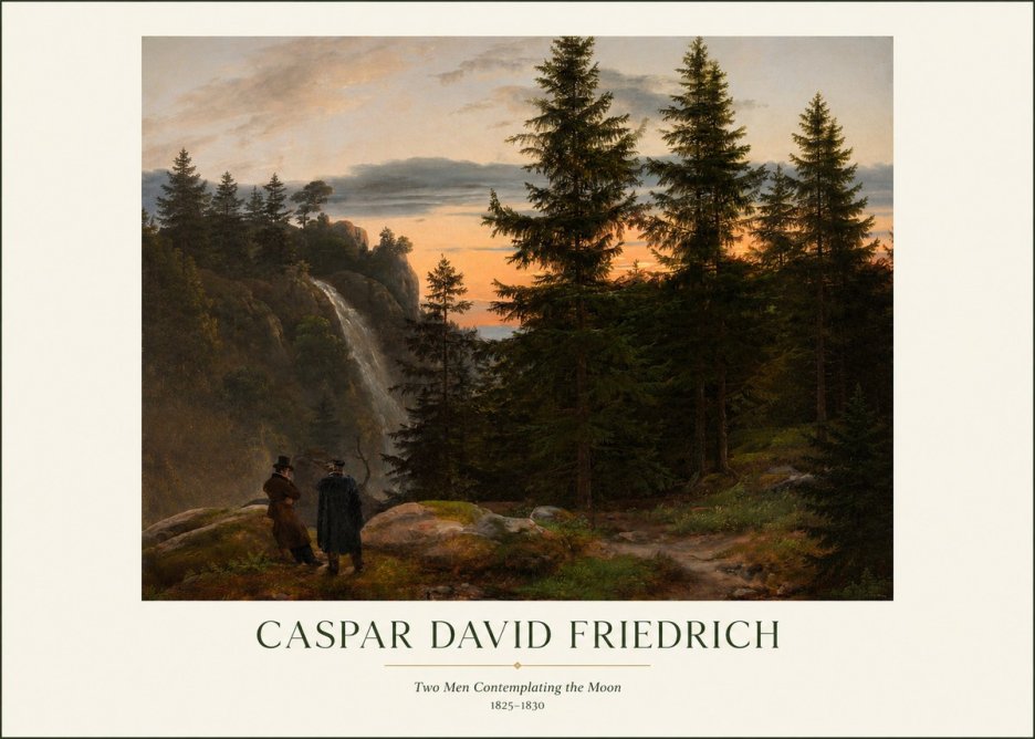 Caspar David Friedrich Two Men Contemplating the Moon I No1 - Juliste