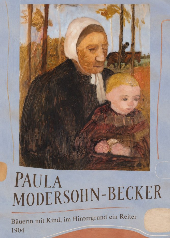 Paula Modersohn-Becker Bäuerin Mit Kind, Im Hintergrund Ein Reiter No3 - Juliste