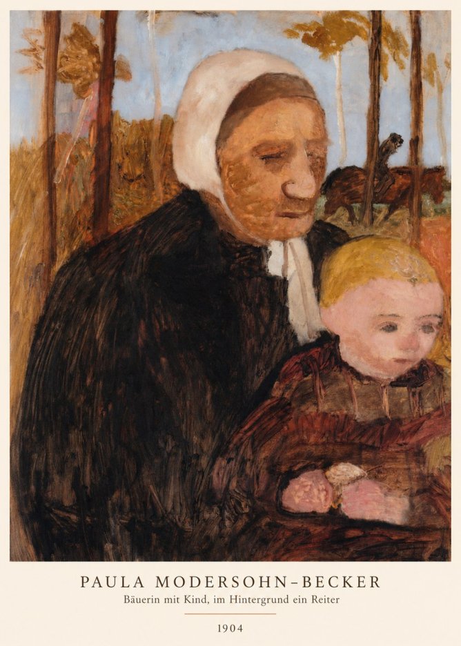 Paula Modersohn-Becker Bäuerin Mit Kind, Im Hintergrund Ein Reiter No6 - Juliste