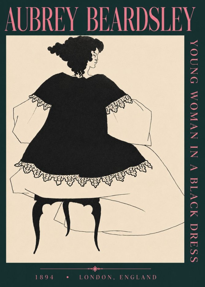 Aubrey Beardsley Woman in a Dress No4 - Juliste