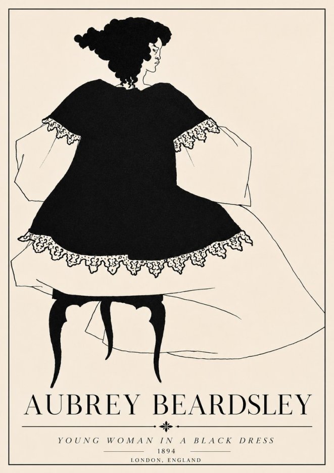 Aubrey Beardsley Woman in a Dress No6 - Juliste