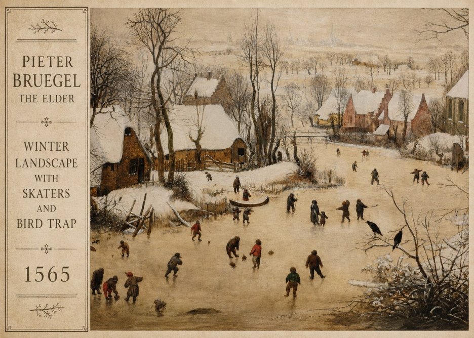 Pieter Bruegel Winter Landscape with Skaters and Bird Trap No2 - Juliste