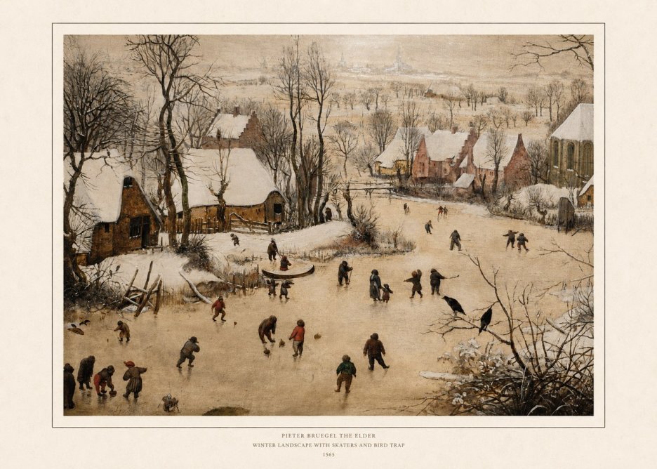 Pieter Bruegel Winter Landscape with Skaters and Bird Trap No6 - Juliste