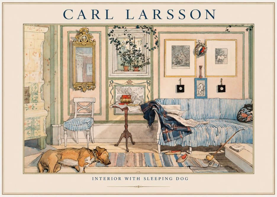 Carl Larsson Interior with Sleeping Dog No1 - Juliste