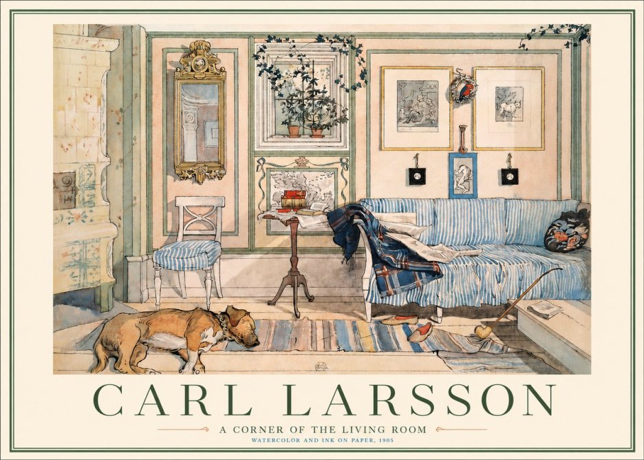 Carl Larsson Interior with Sleeping Dog No6 - Juliste