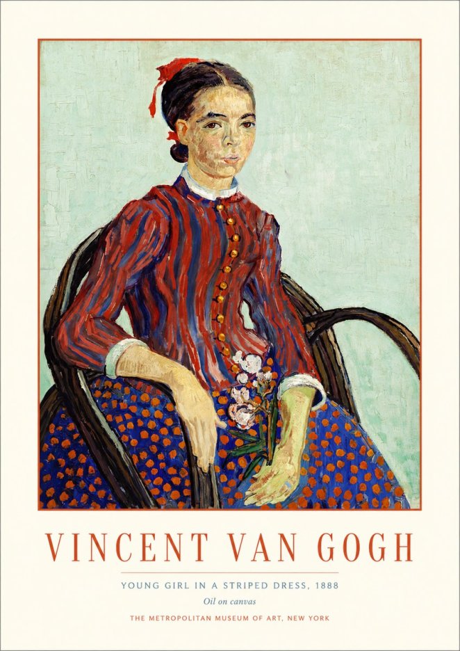 Van Gogh Young Girl in a Striped Dress, 1888 No1 - Juliste