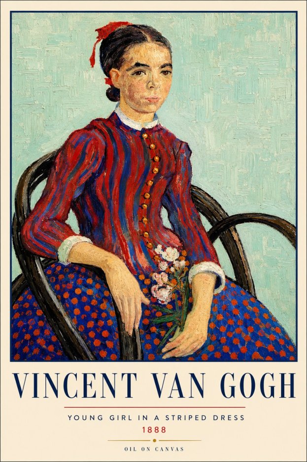 Van Gogh Young Girl in a Striped Dress, 1888 No3 - Juliste