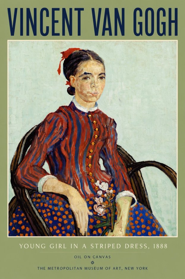 Van Gogh Young Girl in a Striped Dress, 1888 No6 - Juliste
