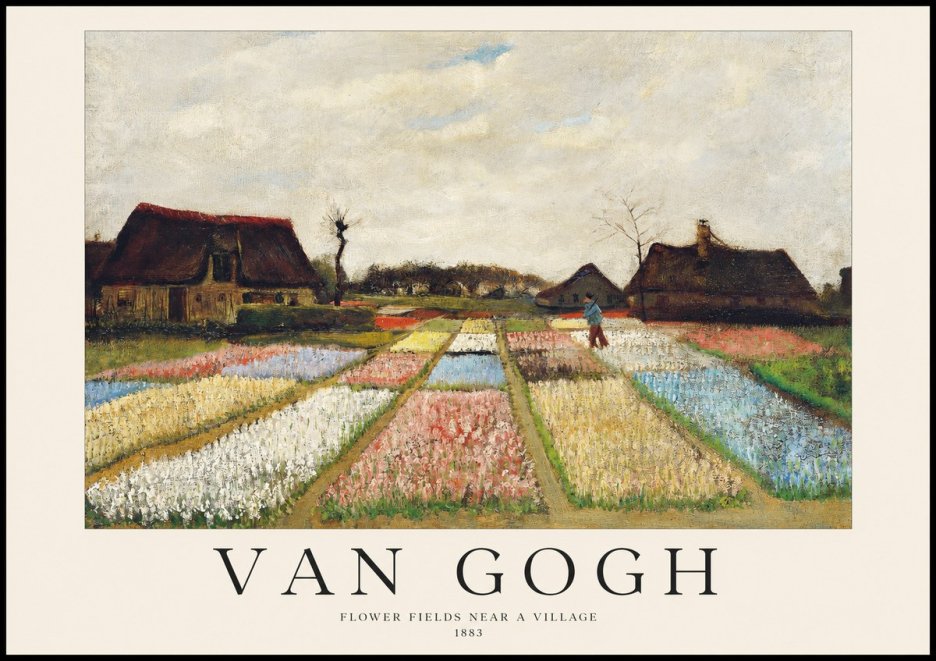 Van Gogh Flower Fields Near a Village No1 - Juliste