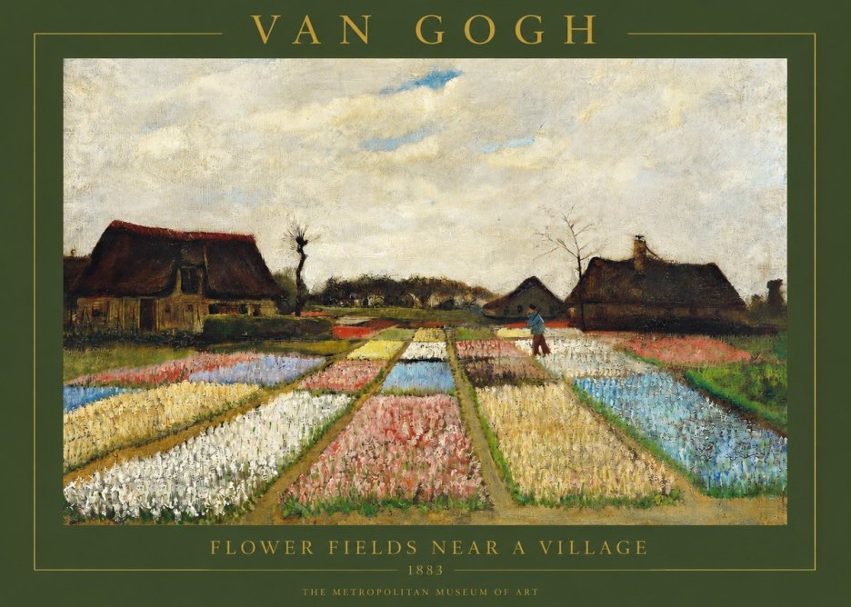 Van Gogh Flower Fields Near a Village No2 - Juliste