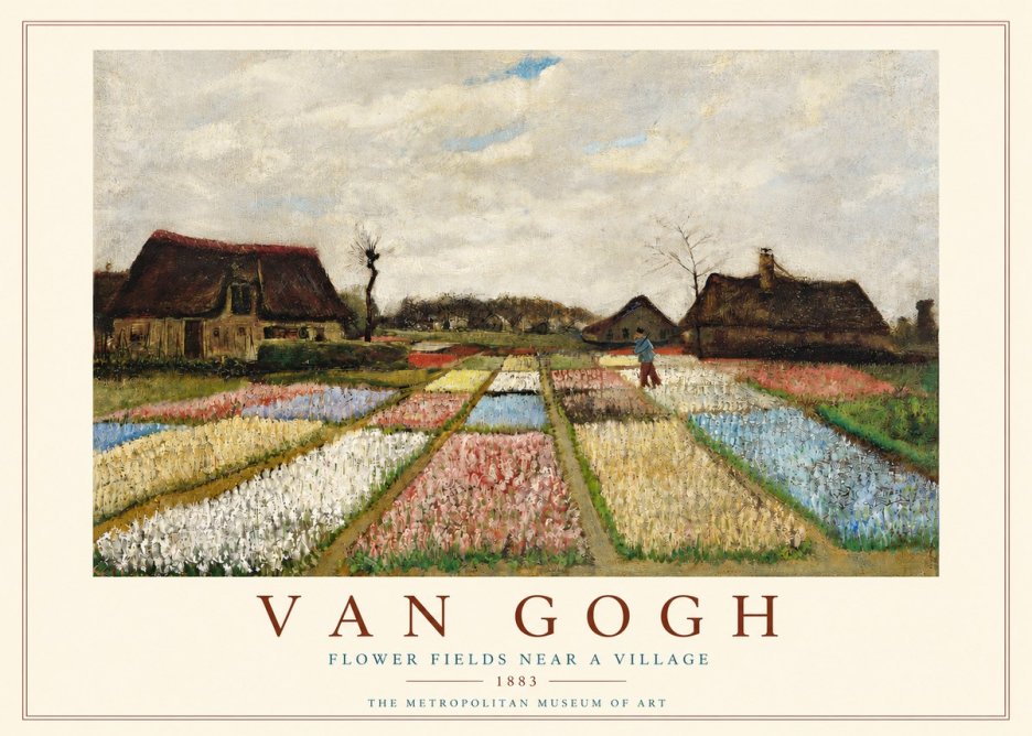 Van Gogh Flower Fields Near a Village No3 - Juliste