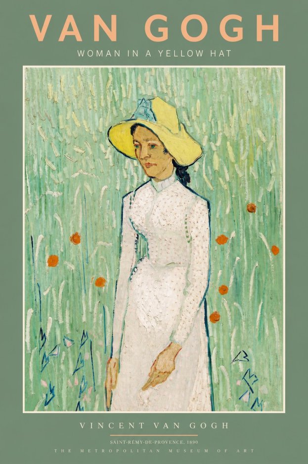 Van Gogh Woman in a Yellow Hat No2 - Juliste