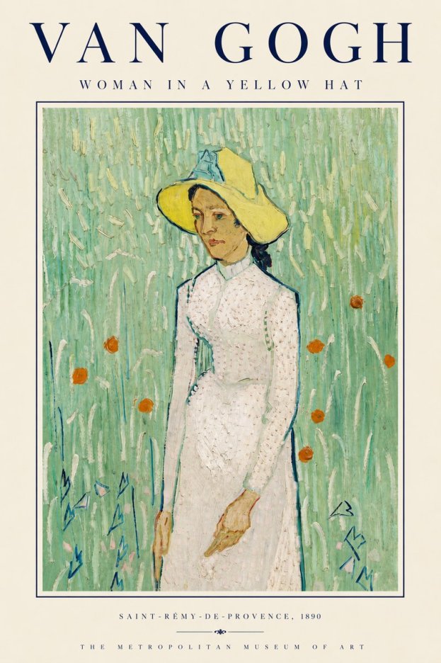 Van Gogh Woman in a Yellow Hat No3 - Juliste