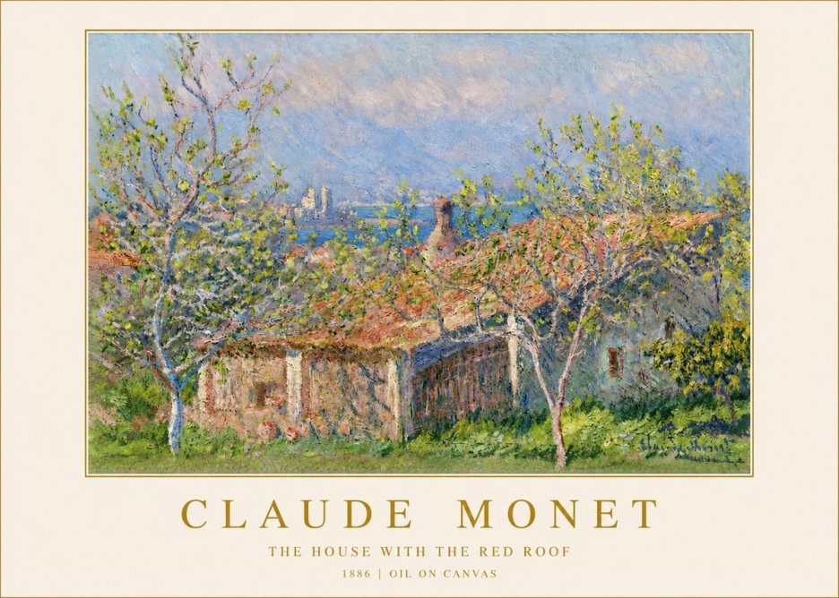 Monet The House with the Red Roof No2 - Juliste