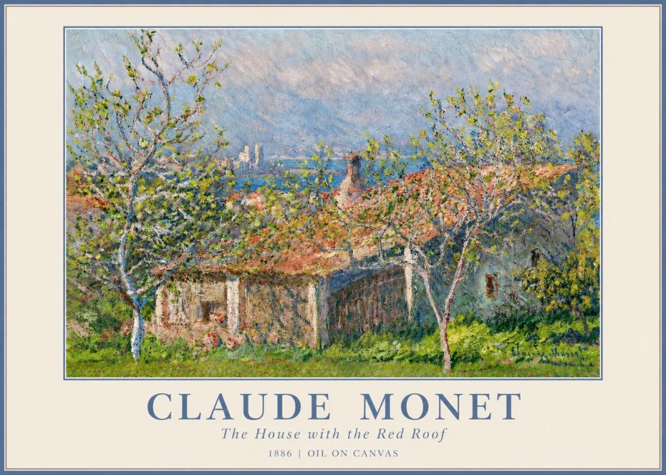 Monet The House with the Red Roof No3 - Juliste