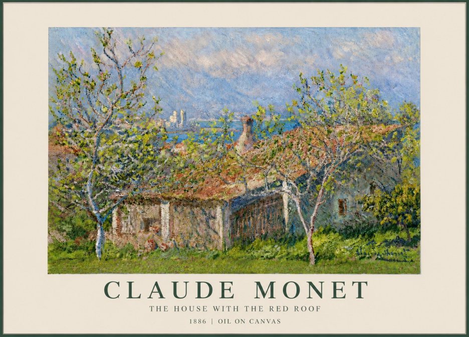 Monet The House with the Red Roof No6 - Juliste