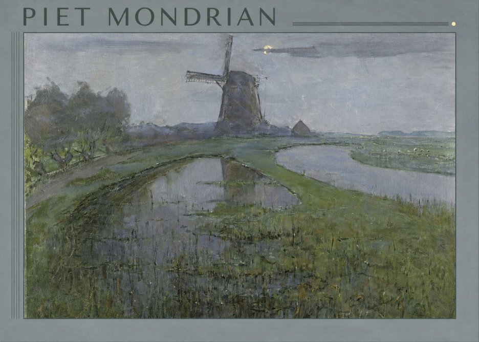 Piet Mondrian Windmill by the Water II No1 - Juliste