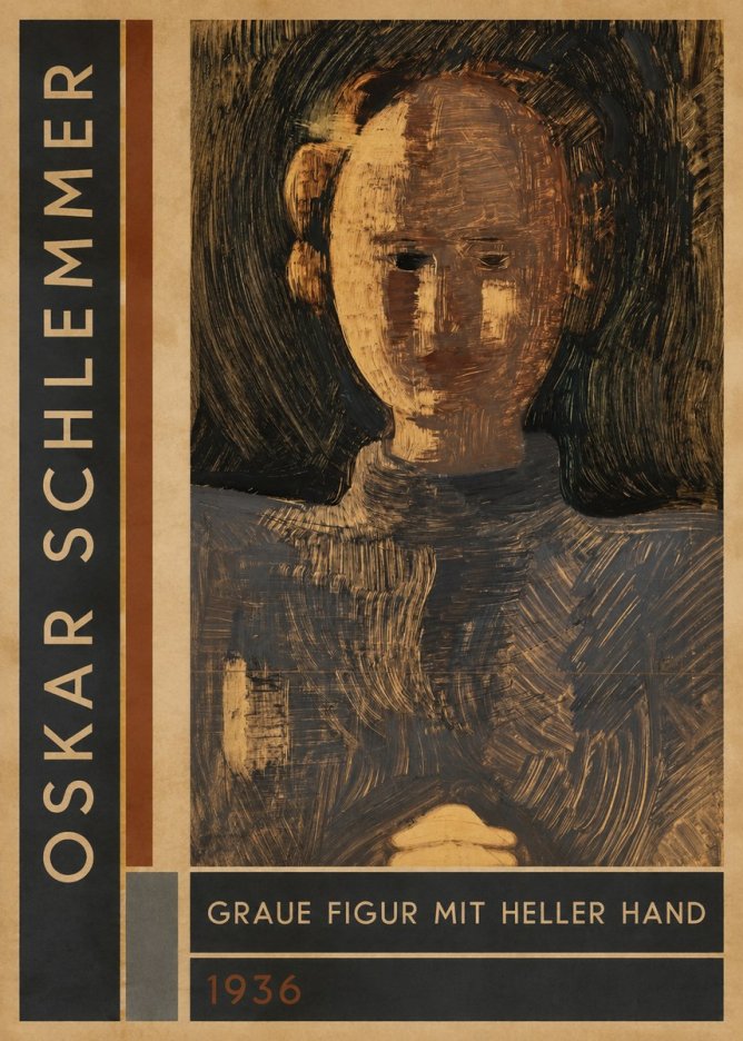 Oskar Schlemmer Graue Figur Mit Heller Hand No2 - Juliste