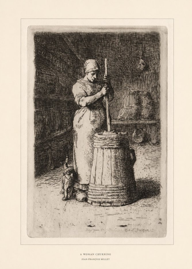 Jean-François Millet A Woman Churning No6 - Juliste