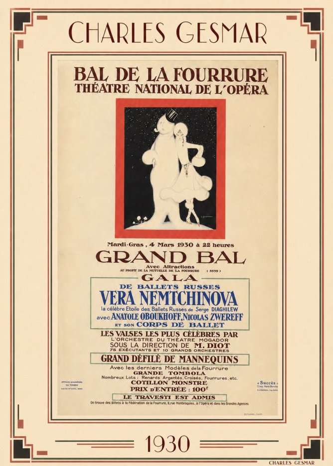 Charles Gesmar Bal De La Fourrure Théâtre National De L'opéra No6 - Juliste